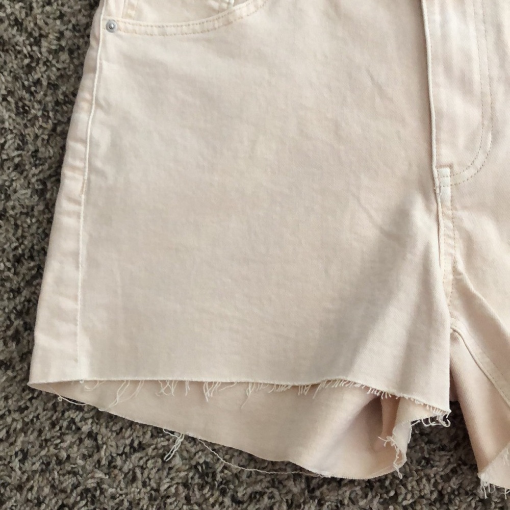 H&M Jean Shorts High Waist SZ 10 Cream Beige Tan - Picture 4 of 9